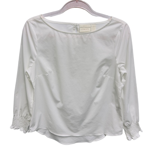 Chico's Poplin Smocked Shirt Blouse Top - Picture 1 of 10